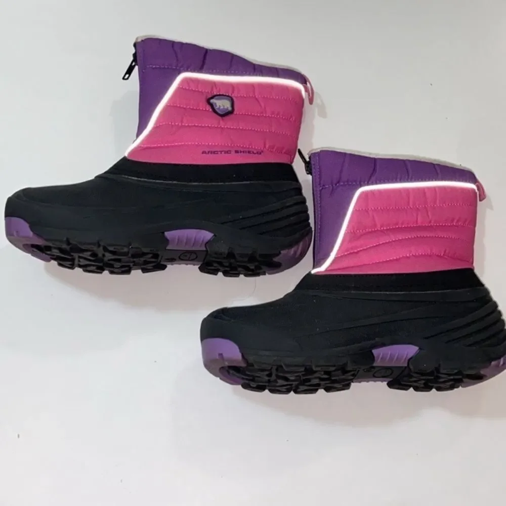 🥰Arctic Shield Vibrant Kids' Pink and Purple Snow Boots Size 4
